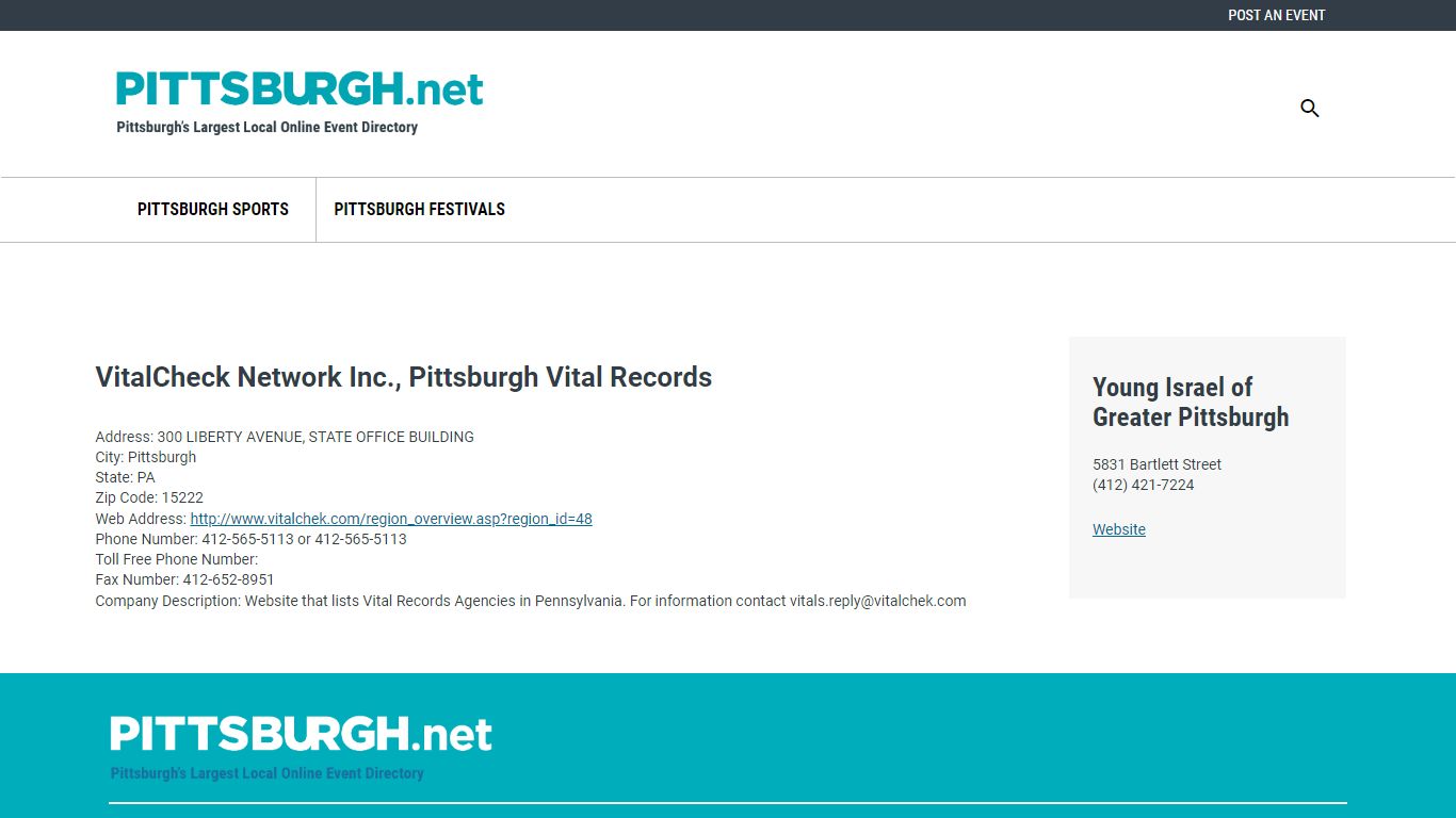 VitalCheck Network Inc., Pittsburgh Vital Records | Pittsburgh ...